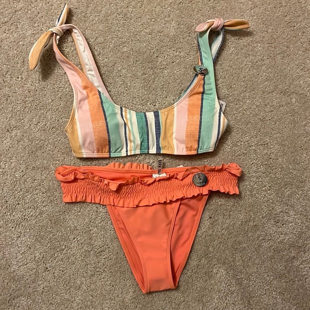 Striped Salmon Bikini (Top & Bottom)